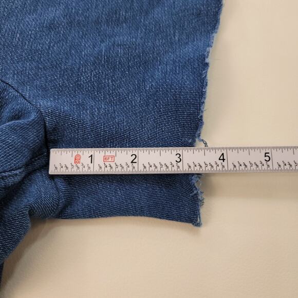 Fabletics Cut Off Lounge Shorts Size Medium Blue Stretch Waist Pockets Raw Hem - Picture 10 of 11